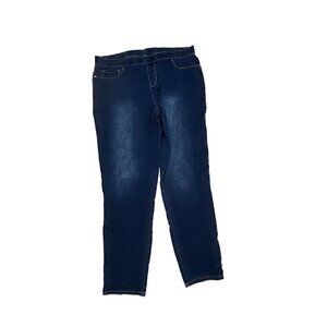 Faded Glory Pull On Skinny Women's size 14 Dark Wash Blue Denim Jeans